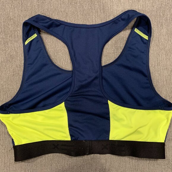 TomboyX Active Racerback Swim Top - Navy with Neon Yellow - Size Medium - Picture 2 of 3